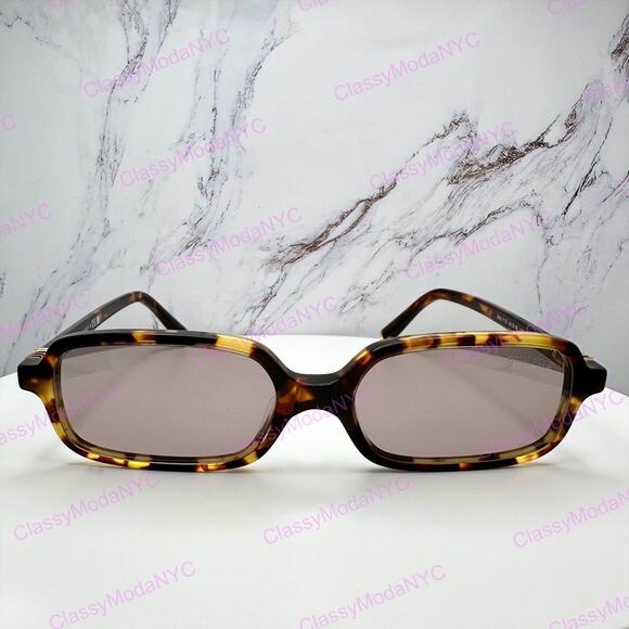 New MIU MIU Sunglasses Brown Square Tortoise Rectangular Gold Logo Authentic main image 8